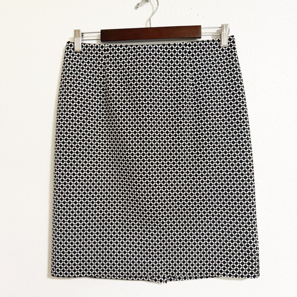 J. Jill Diamond Grid Ponte Knit Pull On Pencil Skirt